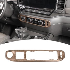 PDKLIN for Silverado Center Dash AC Control Panel Trim Cover for Chevy Silverado 2022 2023 2024 Wood Grain Interior Accessories 1pcs
