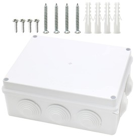 MAKERELE ABS Plastic Electrical Box IP65 Plastic Waterproof Dustproof Junction Box Electrical Enclosure White 7.9”×6.1”×3.1”inch(200×155×80mm)