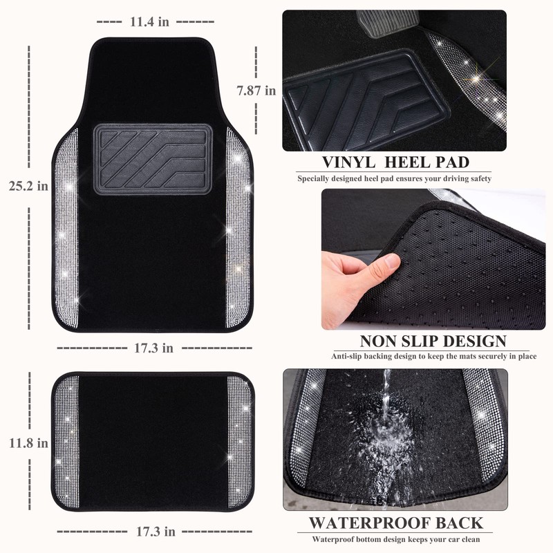 CAR PASS Rhinestone Bling Diamond Car Seat Covers Leather Shining
