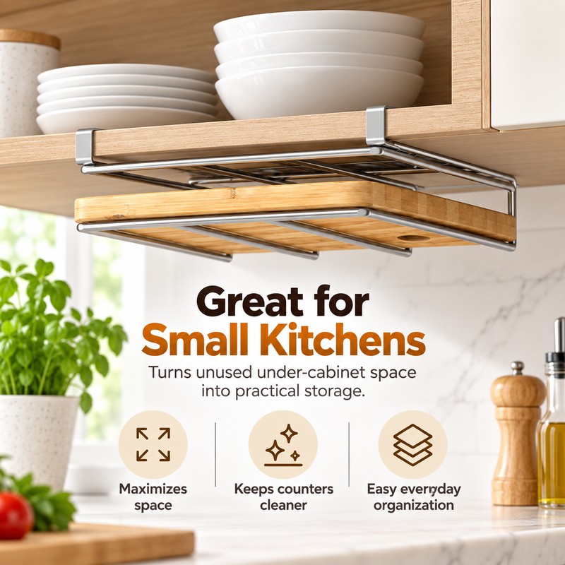 Stainless Steel Under-Cabinet Organizer for Kitchen Storage – Hanging Rack