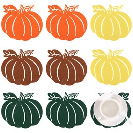 CHGCRAFT Pack of 8 4 Colours Thanksgiving Pumpkin Placemats Felt Place Mats Pumpkin Non-Slip Table Mat for Table Decoration at Home, 150 x 170 mm