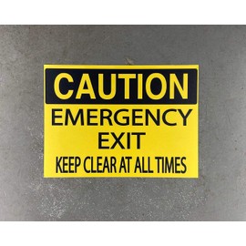 "Caution, Emergency Exit, Keep Clear at All Times"- Durable Laminated Vinyl Floor Sign- Sign by Graphical Warehouse- 5S Safety and Security Signage (18x12")
