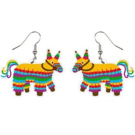 Cute Mexican Fiesta Chili Avocado Horse Shape Resin Acrylic Dangle Earrings for Women Jewelry(D)