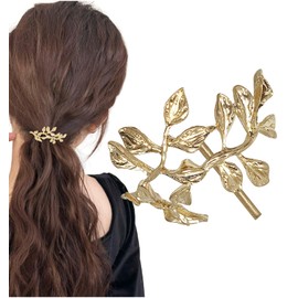 Herbeluemily HM-0136-R05-GD Barrette, Hair Clip, Hair Ornament, Hair Pin, Arrangement Comb, Pony Hook, Hiding Knots, Gold