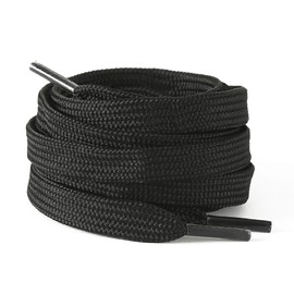 YAVO-EU Flat Shoelaces, 10 Pairs of 8 mm Tear-Resistant Replacement Shoe Laces, Ideal for Trainers, Sports Shoes, Leisure Shoes, Leather Shoes, Shoe Laces, Lengths 100-200 cm, black