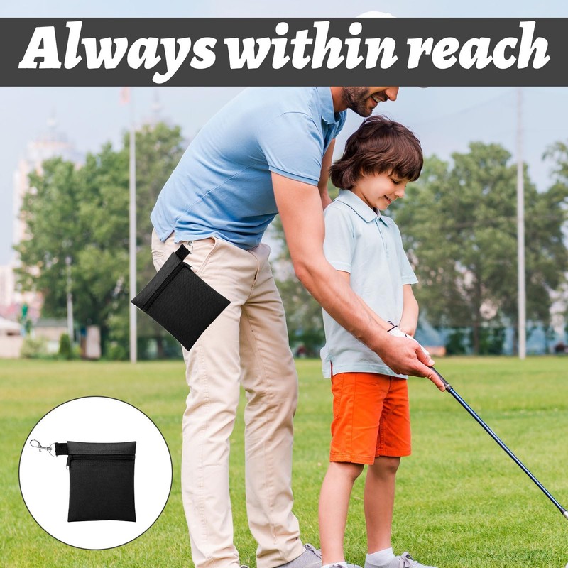 Watlikeup Golf Tee Pouch,1PCS Black Zipper Golf Ball Bag,Golf Tee