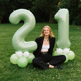 40 Inch Olive Green Balloon Number 2 Balloon,Number Balloons Big Giant Jumbo Number 2 Foil Mylar Balloons for 12th Birthday Party Anniversary Events,Wedding Anniversary Party Decorations