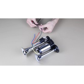 FARBIN 12V Air Horn Super Loud Double Tube Conjoined Pump Horn With Relay black