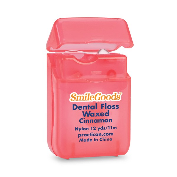 SmileGoods Waxed Dental Floss, 12 yds, Bulk Pack of 72, Cinnamon Flavored