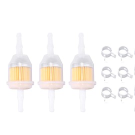 3 Pack Fuel Filter and 6x Clamps Replacement for Kohler 25 050 22-S for John Deere AM116304 GY20709 for Exmark 109585 for Bobcat 38666 Universal 120436 for Gravely 21541500 for Toro 98021