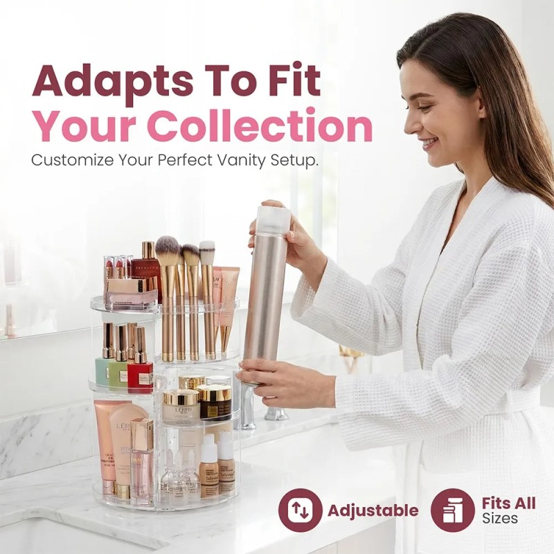 Organizador Giratorio 360° Para Maquillaje Y Cosméticos Clear
