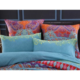 Lanqinglv Bohemian Bed Linen, 3 Pieces, Boho, Indian, Mandala Renforce Bedding Set with Zip, Duvet Cover and 80 x 80 cm Pillowcase