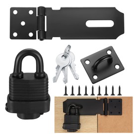 Padlock Hasp Kit, Shed Door Latch Hasp with Padlock and Screws, Heavy Duty Padlock Hasp and Staple Catch Door Clasp Latch Security Hasp for Bedroom Garden Shed Garage Cabinet Door