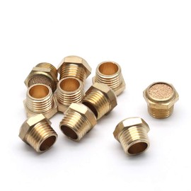 LC LICTOP G1/4 Generator Silencer, Flat Type, Brass Pneumatic Exhaust Muffler, Sintered Bronze Breather Vent Filter, 10Pcs