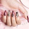 JODSONE Press on Nails Pink Square Cat Eye Handmade 3D