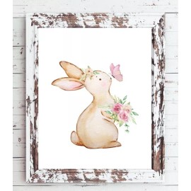 Home Decor 3 Cute BUNNY Illustrations NURSERY Home Decor Prints, 8x10 CARDSTOCK Prints ONLY