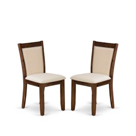 East West Furniture MZCNT32 Monza Parson Light Beige Linen Fabric Upholstered Dining Chairs, Set of 2, Antique Walnut