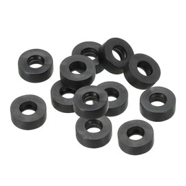 PATIKIL 12pcs M6 Rubber Flat Washers 6mm Inner Diameter 12mm Outside Diameter 4.5mm Thick Sealing Spacer Gasket Ring for Faucet Pipe Water Hose Fastener Bolts Black