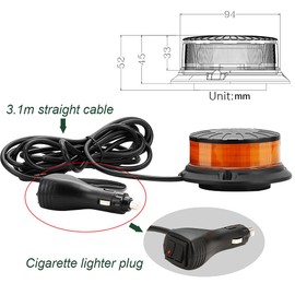 D-TECH LED Strobe Warning Beacon Lamp Flashing Beacon light for agricultural machines, commercial vehicle, school bus, tractor, excavators, truck (Magnetic Mounting)