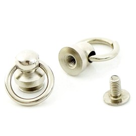 Bluemoona 50 Sets - Plated Brass Head Button O-Ring 3/8" 10mm Stud Screwback with Screw (Nickle)