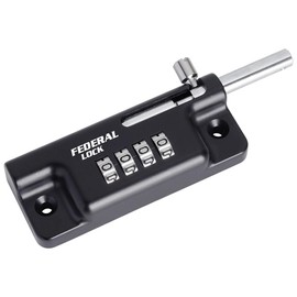Federal Lock Combination Locking Bolt, Heavy Duty Sliding Lock with 4 Digit Resettable Code - Black