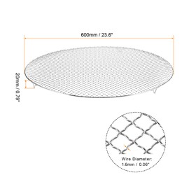 HARFINGTON Round Cooking Rack 23.6-inch Stainless Steel Cross Wire Barbecue Grill Net with 20mm Legs for Cooking Baking Steaming BBQ