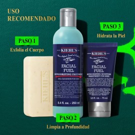 Kiehl Set Regalo Mens Energizing Essentials Esenciales Cuidado Piel Hombres Incluye Limpiador Facial Crema Hidratante Exfoliante