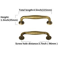 Pack of 6 Cabinet Handles Vintage Antique 96 mm Drawer Handles Vintage Zinc Alloy Handles for Kitchen Cabinets Furniture Handles Kitchen Handles Furniture Kitchen Cabinet