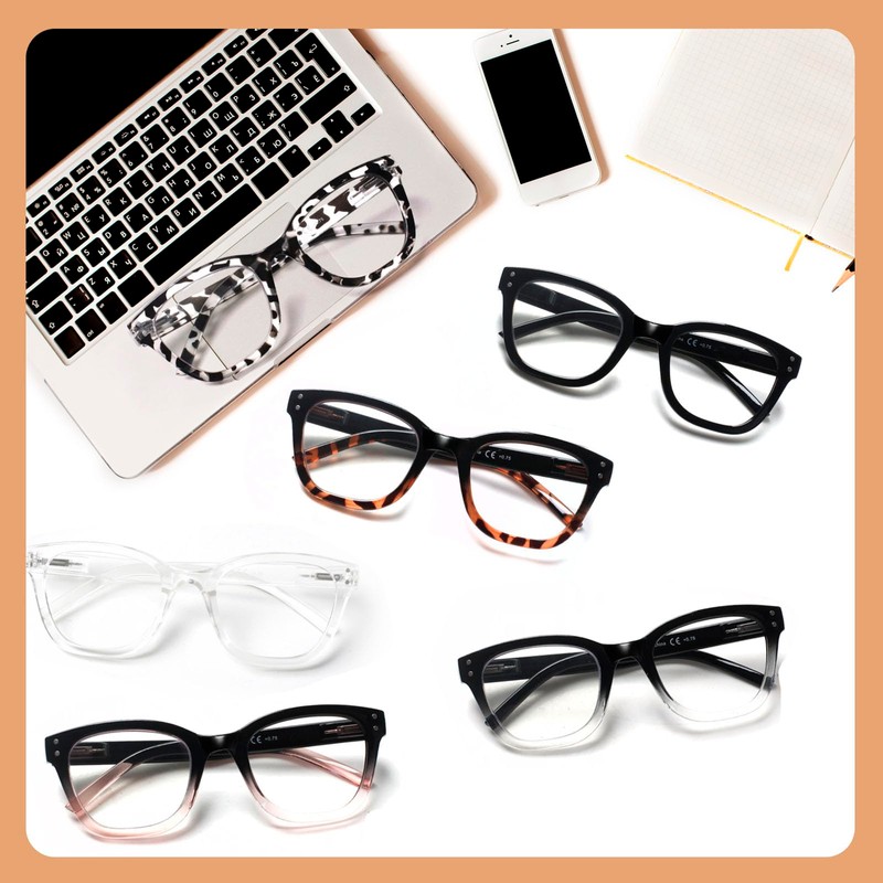 JOSCHOO Reading Glasses 6 Pack Blue Light Blocking Readers Spring