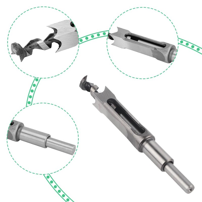 Msiud Square Drill Bit, 20mm Bearing Carbon Steel Mortising Chisel