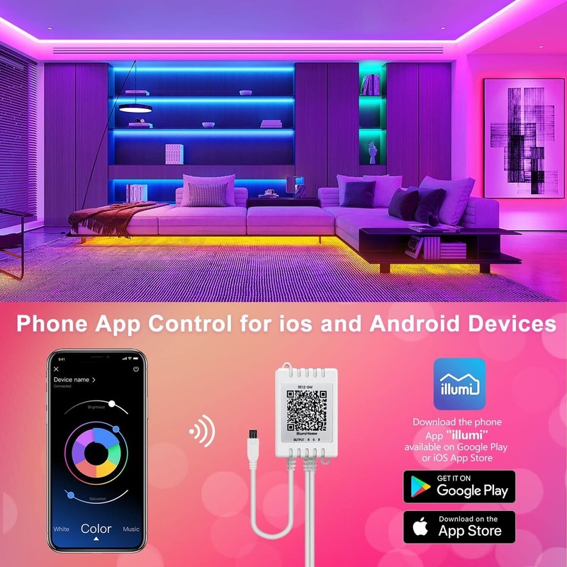 Nexillumi Led Lights for Bedroom 100ft Music Sync Color Changing