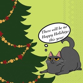 IHR Ideal Home Range Cocktail Napkins Disposable 3-Ply Paper Party Napkin Pack, 5" x 5", Great Holiday Snark, 20-Count