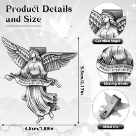 Tallew 2 Pcs Guardian Angel Sun Visor Clip Never Drive Faster Car Accessories Zinc Medal Bless Driving Safety Religious Gift for Driver Women Men Friend Easter Birthday Gifts