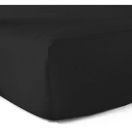 Fitted Sheet 100% Cotton 57 Thread Count Black 90 x 190 cm – 30 cm Corner