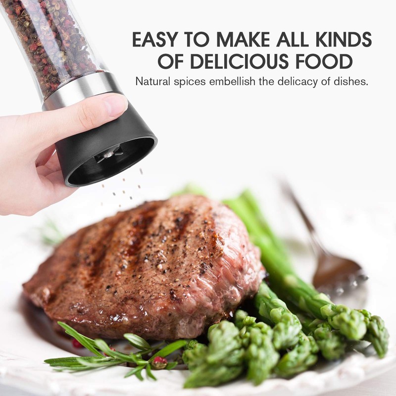 Hotder Premium Pepper and Salt Grinder Set of 2-Refillable Coarseness