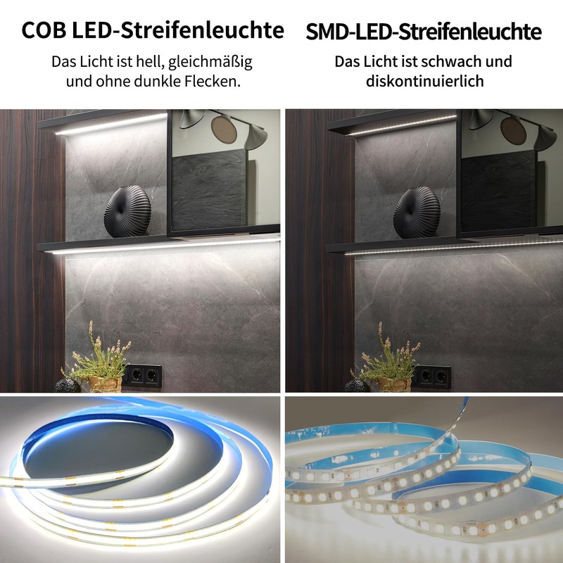 Yeewhale Cob LED Strip 10 m, App Control, with Remote