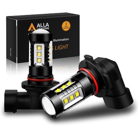 Alla Lighting Premium H10 9145 LED Fog Lights Bulbs 9140 9155 Upgrade, 6000K Xenon White PY20D Base Extremely Super Bright 12V LED Lamps Replacement