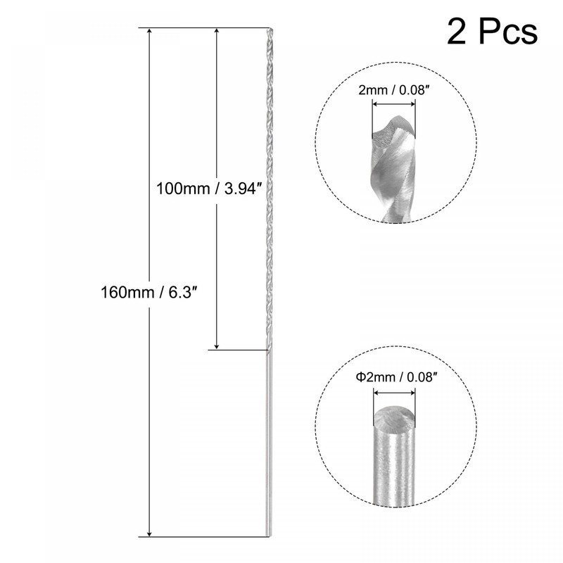 sourcing map HSS(High Speed Steel) Extra Long Twist Drill Bits,