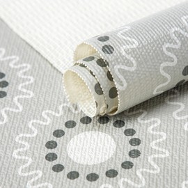 FIFTY FEET 18X96 Inch Shelf Liner for Kitchen Cabinets, PVC Drawer Liner for Dresser Non-Slip Bathroom, Non-Adhesive Cabinet Liner Washable (Grey Circle)(2 Roll)