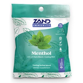 ZAND Immunity Menthol HerbaLozenge Cough Drops | Peppermint, Eucalyptus, Herb Blend | No Corn Syrup (15 Lozenges)