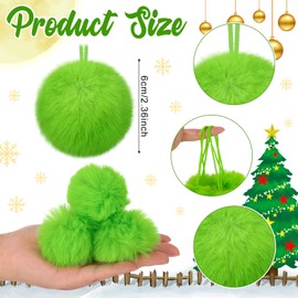 12 Pcs Lime Green Furry Christmas Ball Ornaments Christmas Tree Decorations Pom Pom Ball Ornaments for Christmas Decorations Fireplace Mantel Wall Decor