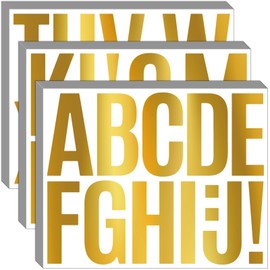 Bemeol 36 Sheets Letter Stickers 3 Inch Vinyl Letters Alphabet Stickers Self Adhesive Stick on Letters for School Office Home Bulletin Boards Mailbox Decor(Gold,3Inch)
