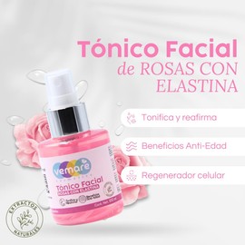Vemare Cosmetics Tónico Facial De Rosas Con Elastina Anti-edad 100 ml