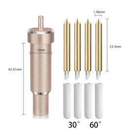 4 Replacement Blades and Deep Cutting Housing for Cricut Explore Air 2/3, for Cricut Maker 3, Deep Cut Blade 30/60 Degree, Deep Foam Blade, Chipboard, Leather Cutting Tool (Gold)