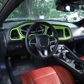 Voodonala for Challenger Center Consoles Dash Board Dashboard Instrument Protecter Cover Trim Garnish for 2015-2024+ Dodge Challenger Interior Accessories ABS Green, 4pcs