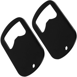 BEIQIYA 2pcs Flat Bottle Openers, Portable Customized Manual Bottle Opener, Stainless Steel Cap Opener for Kitchen Restaurant Bar Party- Black