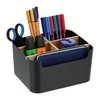 Relaxdays Desk Organiser, 5 Compartments, Plastic and Wood, Bathroom Organiser,