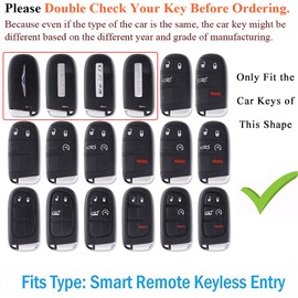 SANRILY Carbon Fiber Pattern Blue Smart Key Fob Cover Case Fit for Jeep Grand Cherokee Renegade for Chrysler 200 300 for Dodge RAM Durango Challenger Journey Keyless with Keychain