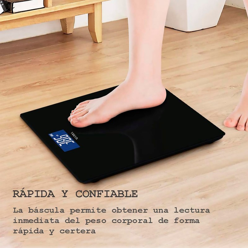 Báscula Digital Cuadrada Pesa Hasta 180 Kg (Negro)