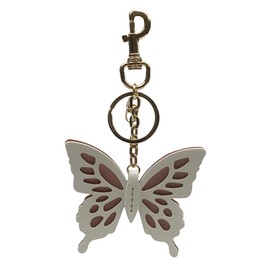 Leanoria Leather Keychain Charm for Purse Cute Keyring Pendant Accessories for Women Bag-Butterfly White